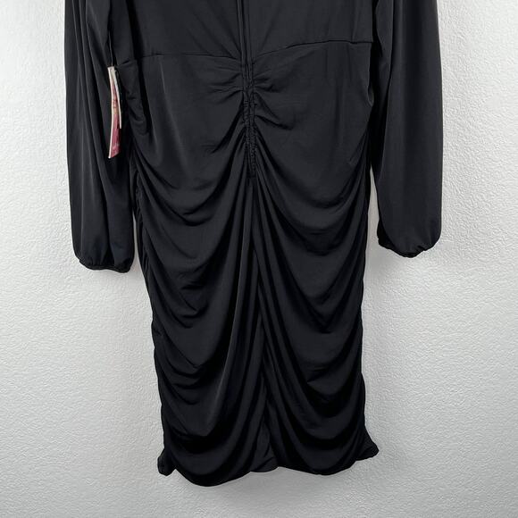 Emerald Sundae Black Stretch Ruched Bodycon Long Sleeve V-Neck Dress Plus 18 NWT - Picture 10 of 15